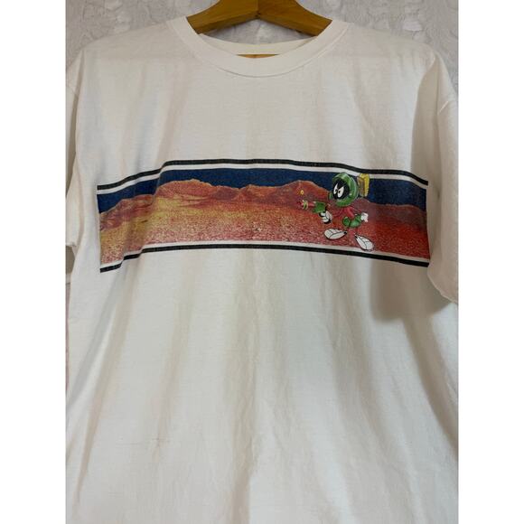 VTG 90s 1997 Looney Tunes Marvin Martian Box Graphic White T-Shirt USA M / L** - Picture 5 of 11